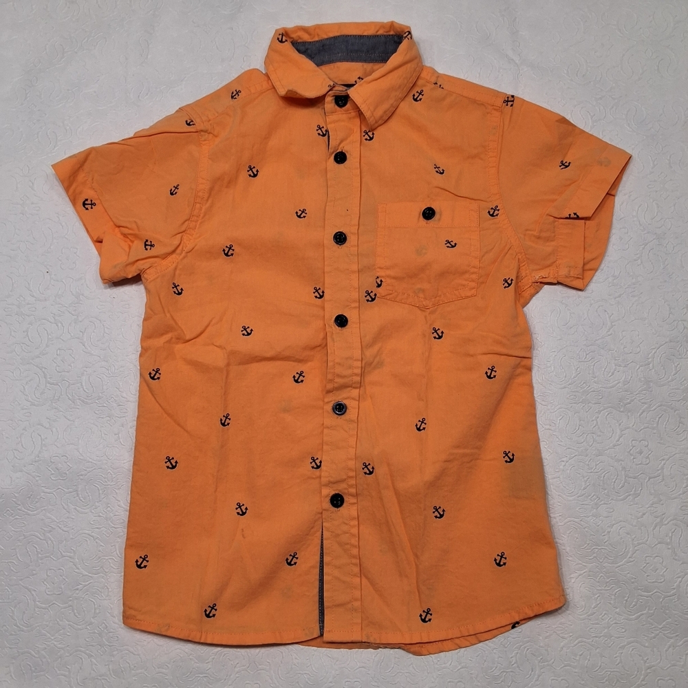 Elghth  Avenue New York Orange & Black Button Shirt With Short Sleeves Size 5/6